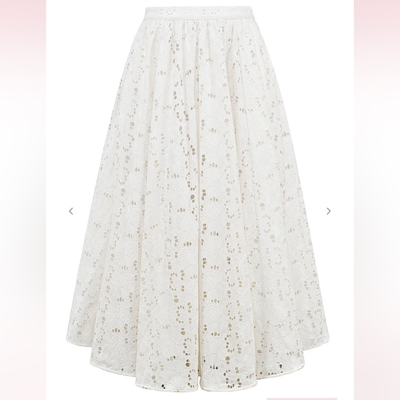 House of CB White Broderie Anglais Midi Francine Skirt - Picture 3 of 3